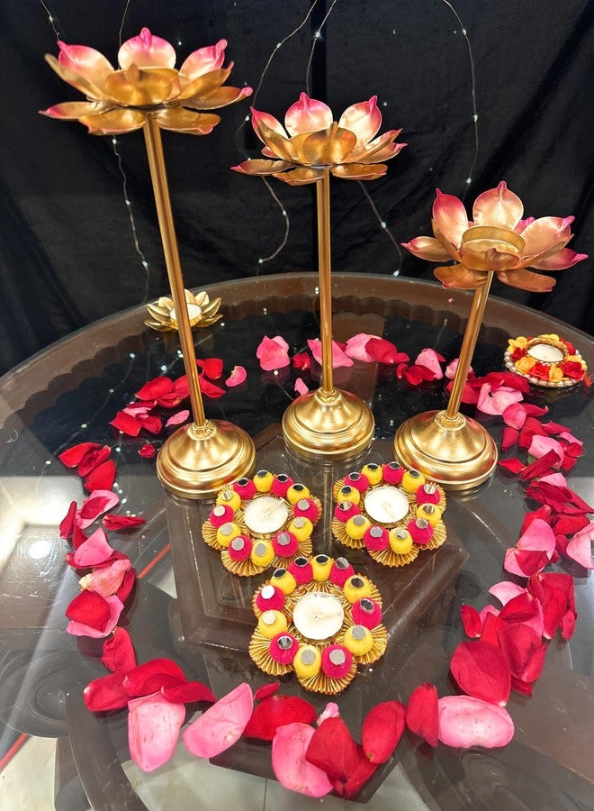 AGAAS ENTERPRISES Metal Lotus Style Set of 6 Tealight Candle Holder Diwali Candle Holder Table Decoration Best Diwali Decoration Festival Gift Item - Image 2